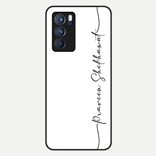  White Tune Custom Name Glass Case For Oppo Reno 6 Pro back cover – personalized glossy printed glass finish