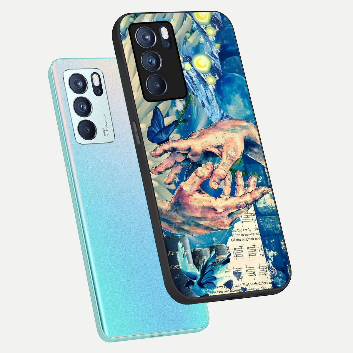  Aesthetic Divider phone case For Oppo Reno 6 Pro showing premium glass back cover with detailed artwork