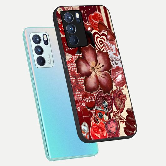  Aesthetic Little Freak phone case For Oppo Reno 6 Pro showing premium glass back cover with detailed artwork