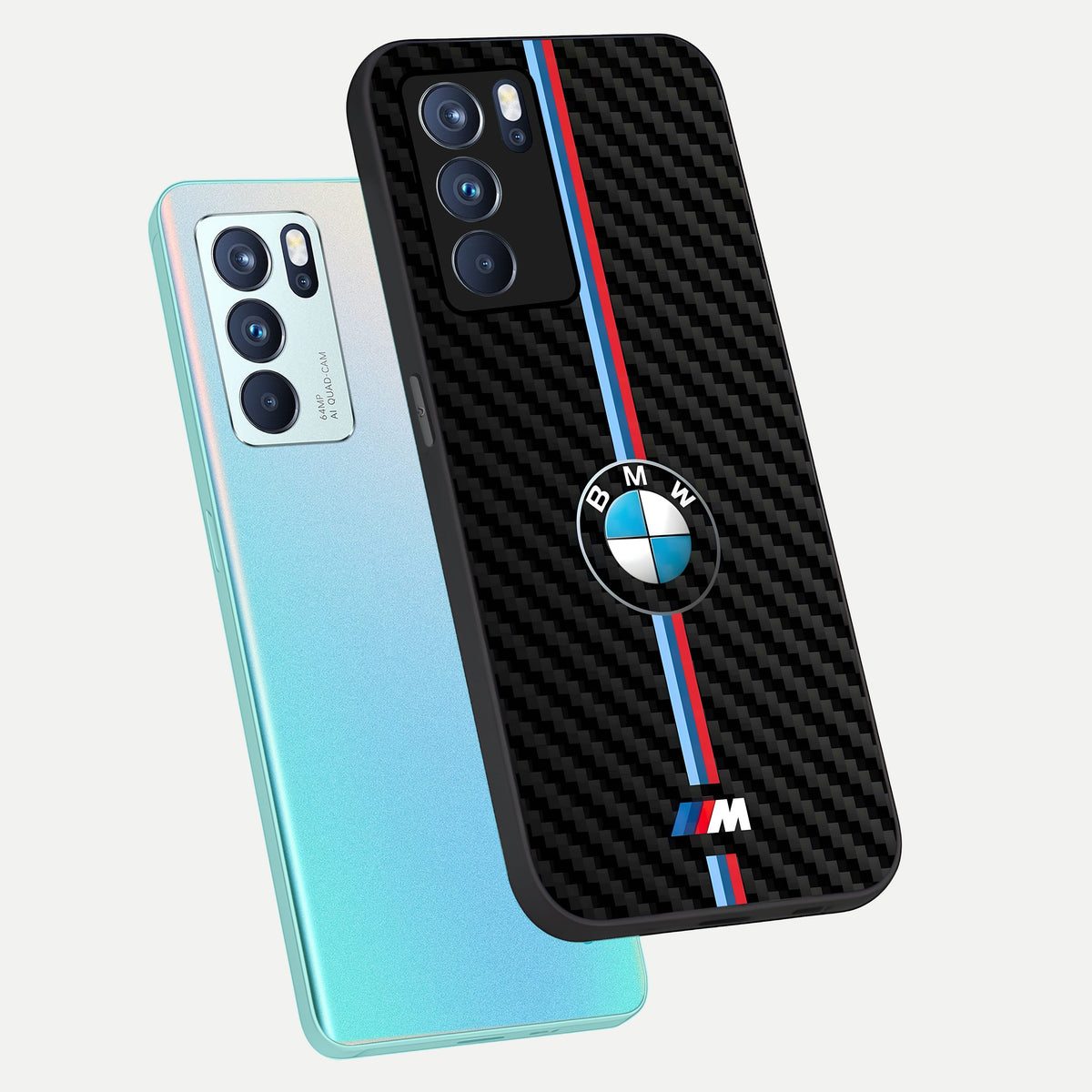  BMW Pattern phone case For Oppo Reno 6 Pro showing premium glass back cover with detailed artwork