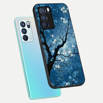  Blue Tree Serenity phone case For Oppo Reno 6 Pro showing premium glass back cover with detailed artwork