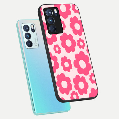  Blush Flower Pop phone case For Oppo Reno 6 Pro showing premium glass back cover with detailed artwork