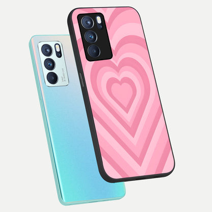  Blush Heart Waves phone case For Oppo Reno 6 Pro showing premium glass back cover with detailed artwork