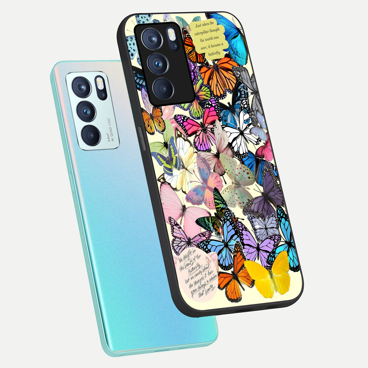  Butterflies Petal Dream phone case For Oppo Reno 6 Pro showing premium glass back cover with detailed artwork