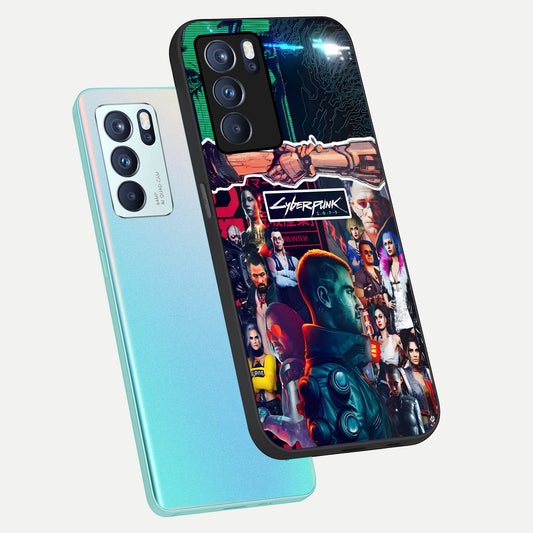  CYBERPUNK Legacy phone case For Oppo Reno 6 Pro showing premium glass back cover with detailed artwork