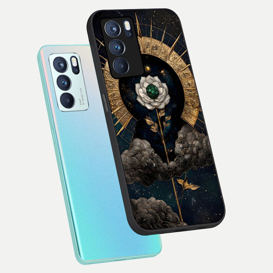  Celestial Lotus Morang phone case For Oppo Reno 6 Pro showing premium glass back cover with detailed artwork