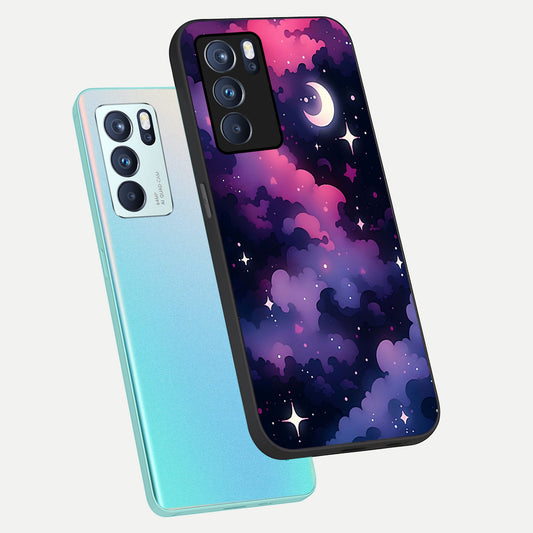  Celestial Moon Magic phone case For Oppo Reno 6 Pro showing premium glass back cover with detailed artwork