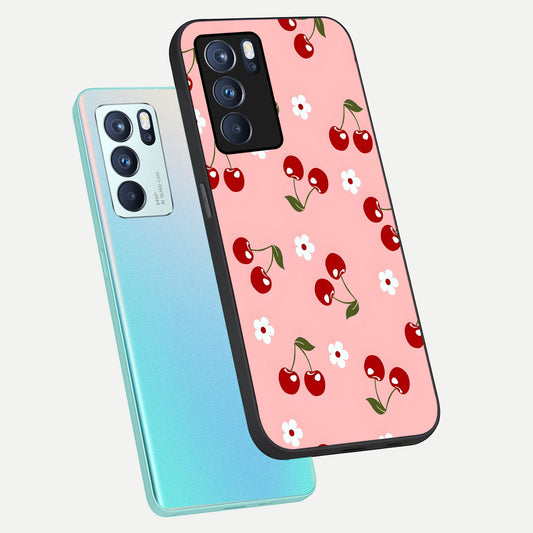  Cherry Love Mood phone case For Oppo Reno 6 Pro showing premium glass back cover with detailed artwork
