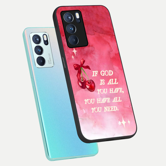  Cherry Quote phone case For Oppo Reno 6 Pro showing premium glass back cover with detailed artwork