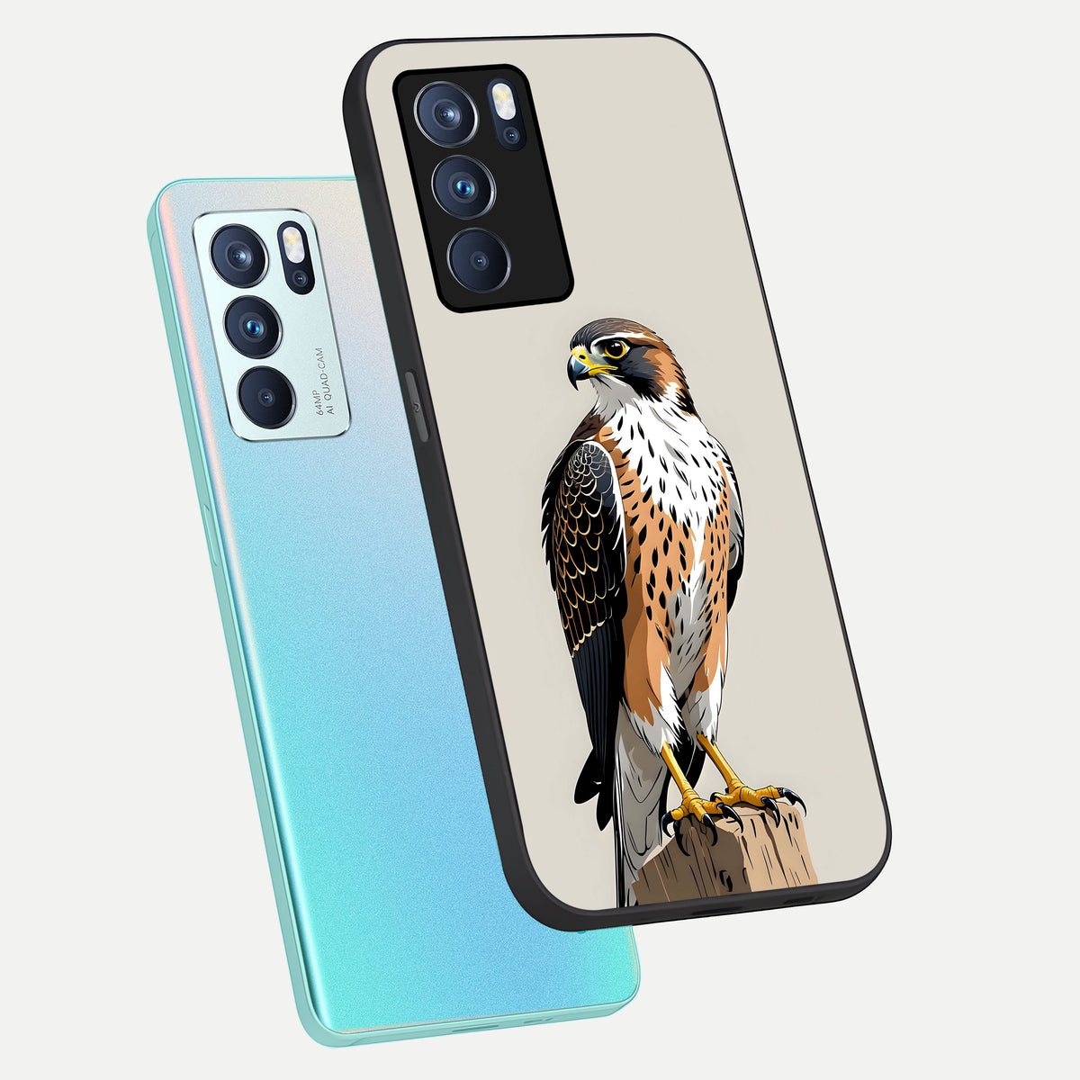  Clever Eagle phone case For Oppo Reno 6 Pro showing premium glass back cover with detailed artwork