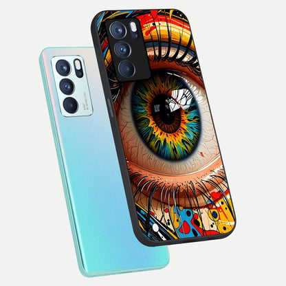  Colorful Eye phone case For Oppo Reno 6 Pro showing premium glass back cover with detailed artwork