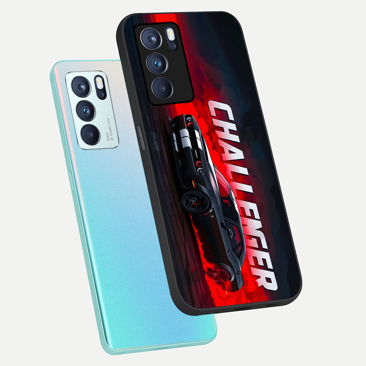  Crimson Challenger Fury phone case For Oppo Reno 6 Pro showing premium glass back cover with detailed artwork