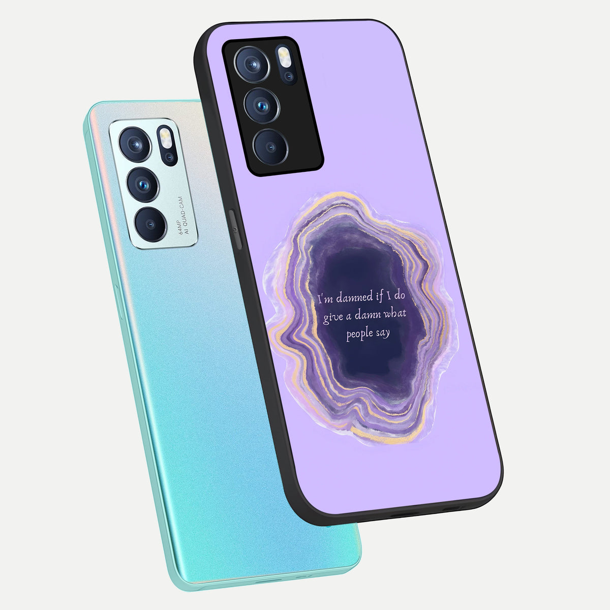  Damned People Quote phone case For Oppo Reno 6 Pro showing premium glass back cover with detailed artwork