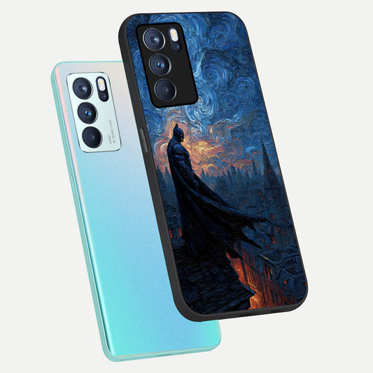 Dark Knight Dusk phone case For Oppo Reno 6 Pro showing premium glass back cover with detailed artwork