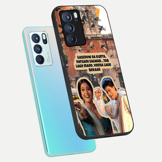  Desi Retro Vibes phone case For Oppo Reno 6 Pro showing premium glass back cover with detailed artwork