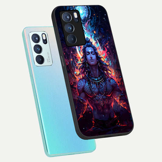  Divine Fire Shiv phone case For Oppo Reno 6 Pro showing premium glass back cover with detailed artwork