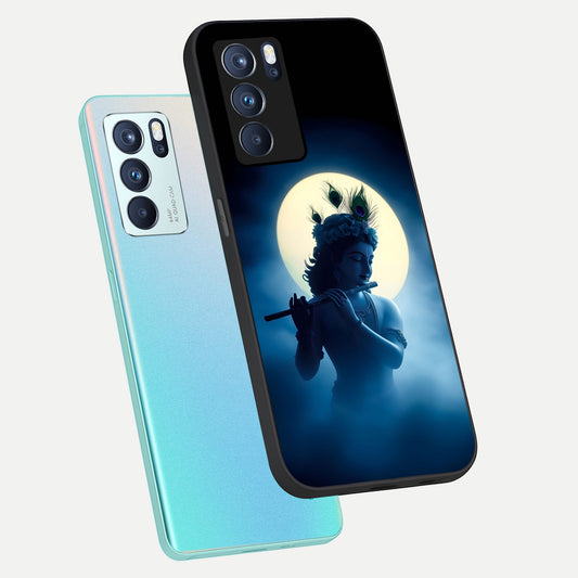  Divine Moon Flute phone case For Oppo Reno 6 Pro showing premium glass back cover with detailed artwork