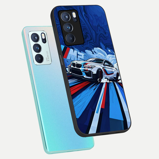  Drift Power Rush phone case For Oppo Reno 6 Pro showing premium glass back cover with detailed artwork