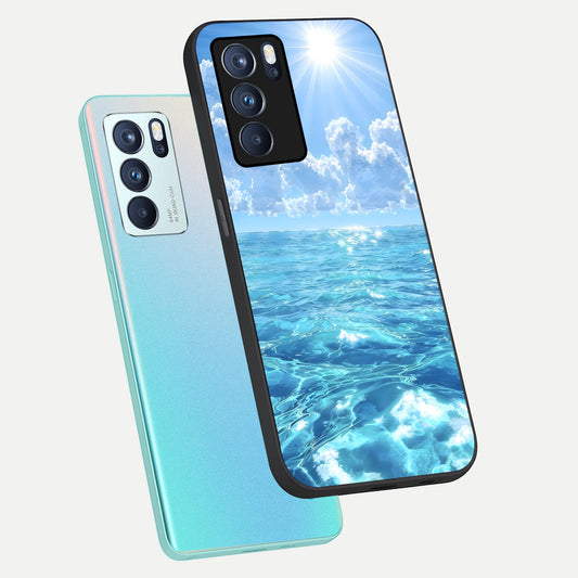  Endless Ocean Horizon phone case For Oppo Reno 6 Pro showing premium glass back cover with detailed artwork