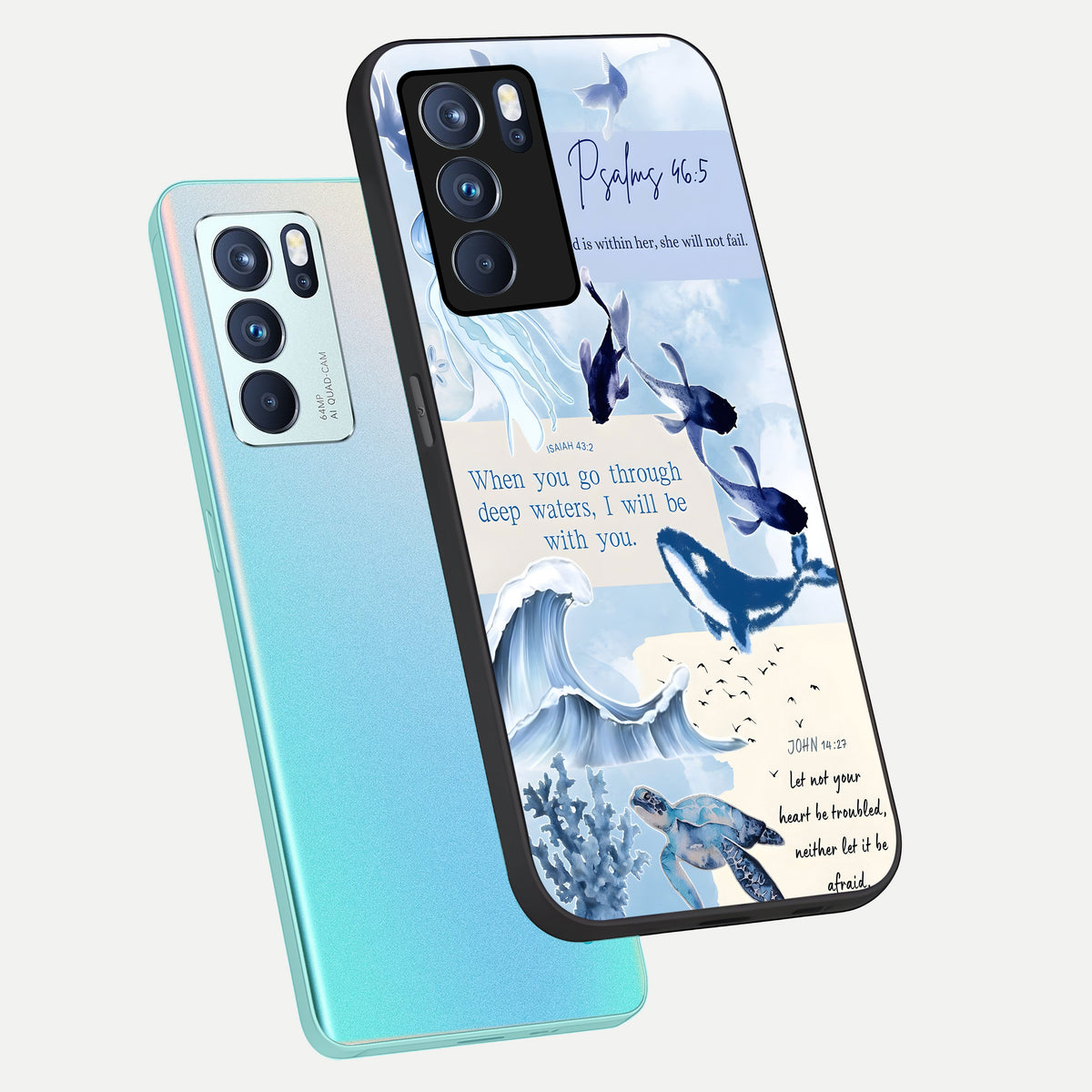  Faithful Ocean Promise phone case For Oppo Reno 6 Pro showing premium glass back cover with detailed artwork