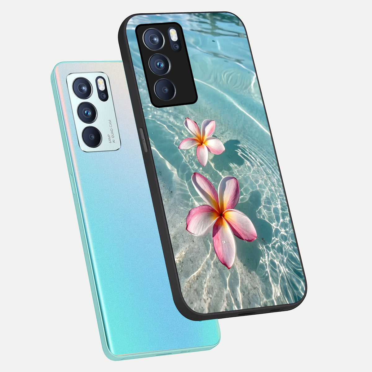  Floating Bloom Bliss phone case For Oppo Reno 6 Pro showing premium glass back cover with detailed artwork