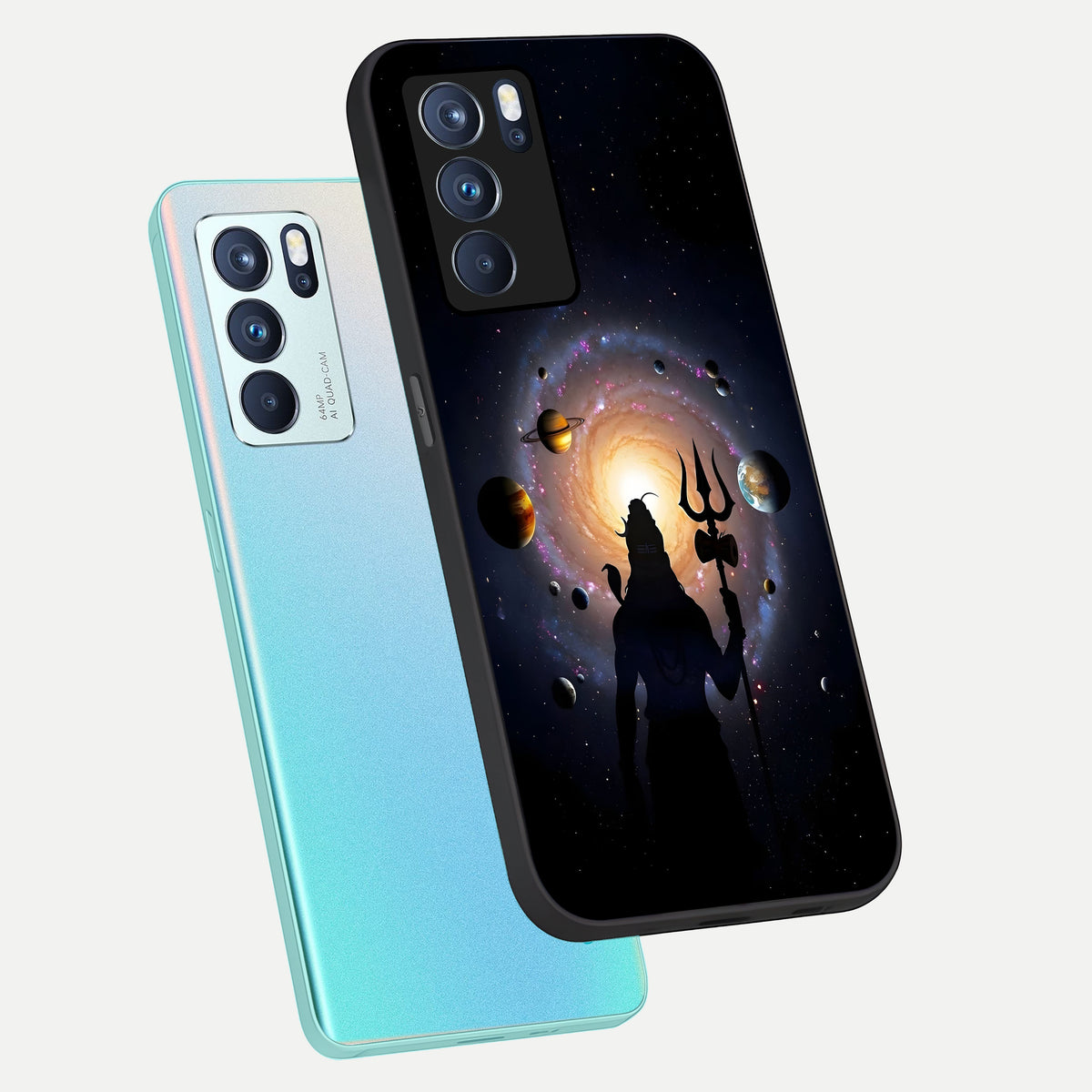  Galactic Shiva Vision phone case For Oppo Reno 6 Pro showing premium glass back cover with detailed artwork