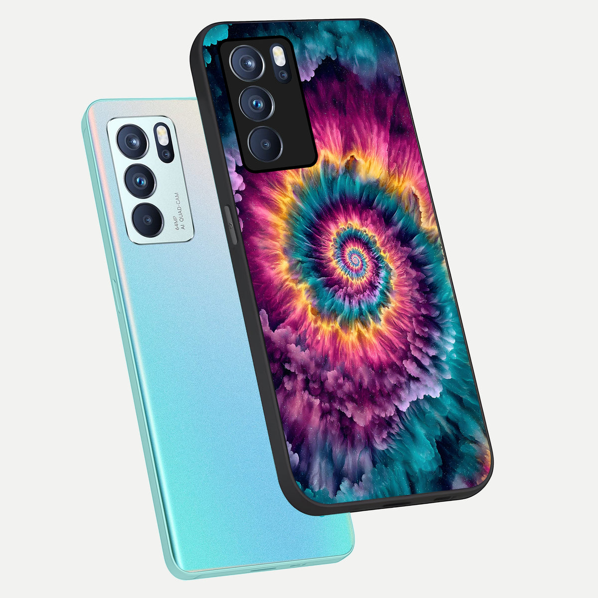  Galactic Spiral Burst phone case For Oppo Reno 6 Pro showing premium glass back cover with detailed artwork