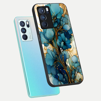  Golden Bloom Symphony phone case For Oppo Reno 6 Pro showing premium glass back cover with detailed artwork