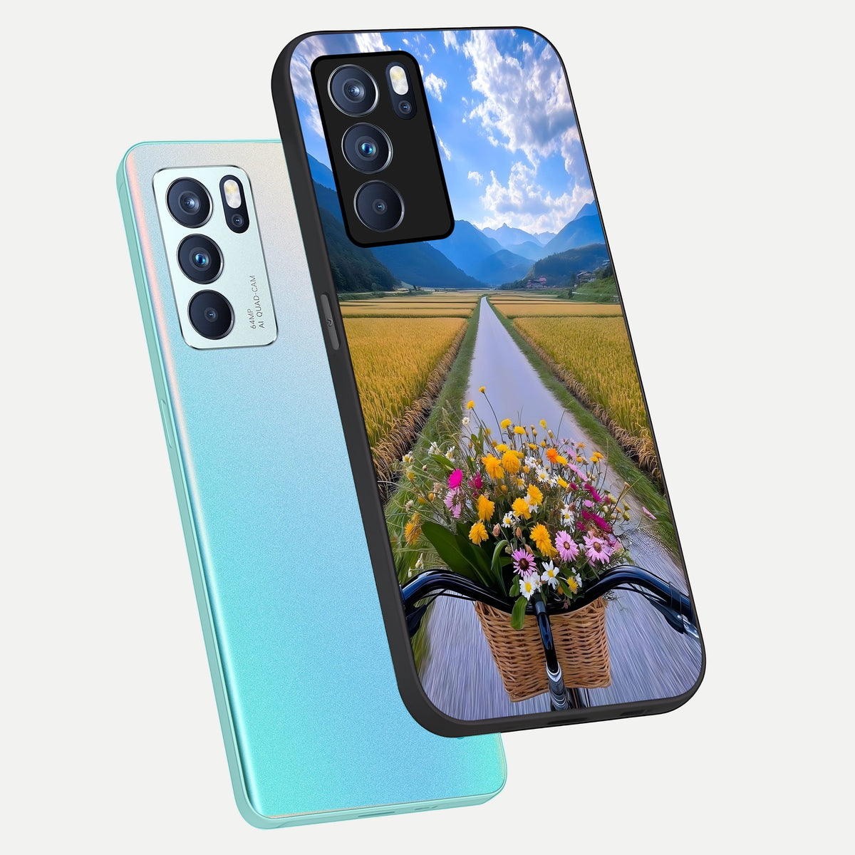  Golden Field Journey phone case For Oppo Reno 6 Pro showing premium glass back cover with detailed artwork