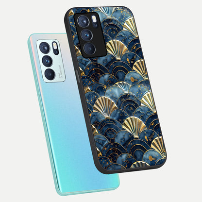  Golden Wave Luxe phone case For Oppo Reno 6 Pro showing premium glass back cover with detailed artwork