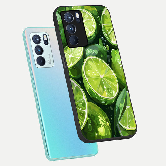  Green Kawasaki phone case For Oppo Reno 6 Pro showing premium glass back cover with detailed artwork