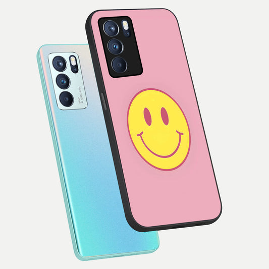  Happy Pink Mood phone case For Oppo Reno 6 Pro showing premium glass back cover with detailed artwork