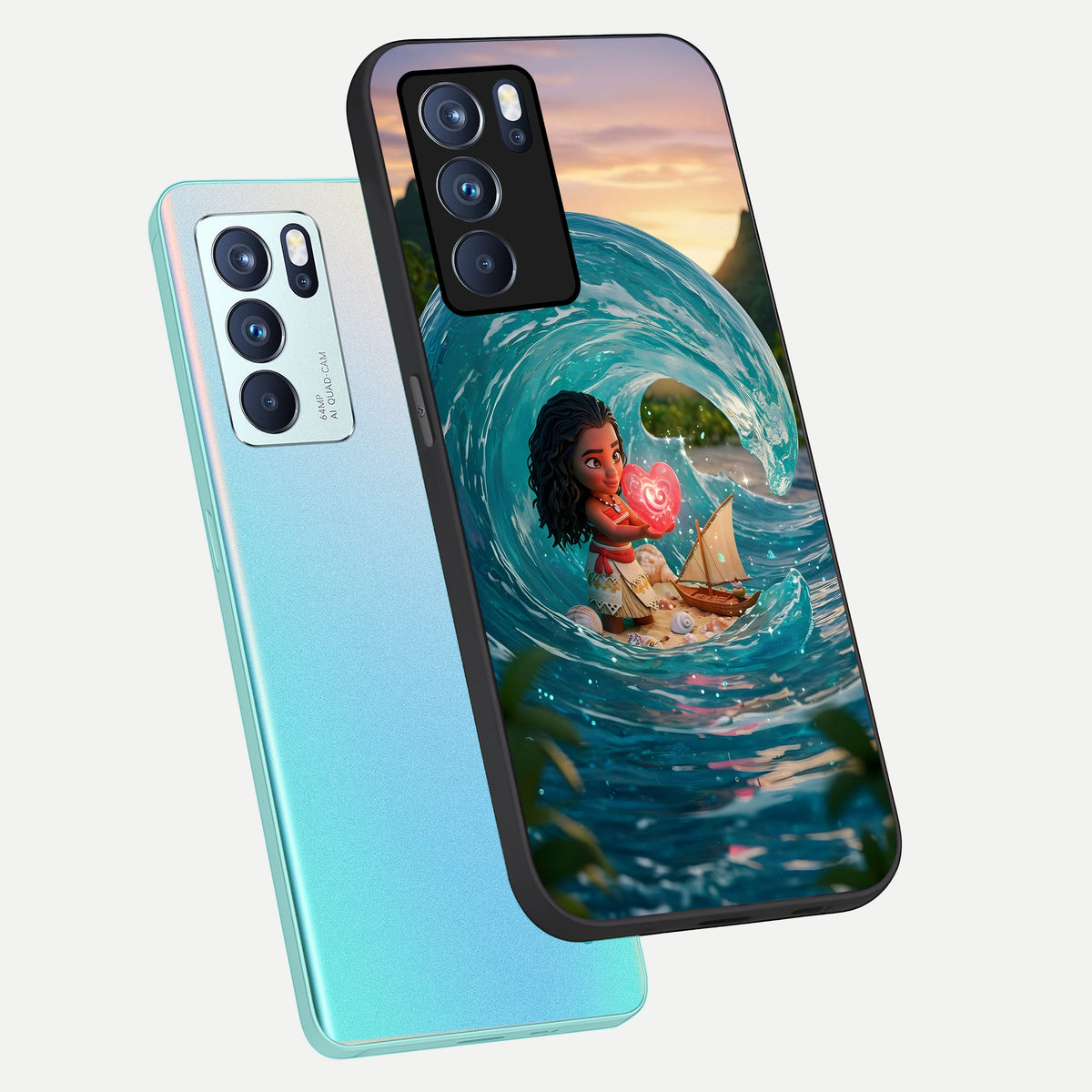  Heart of Ocean phone case For Oppo Reno 6 Pro showing premium glass back cover with detailed artwork