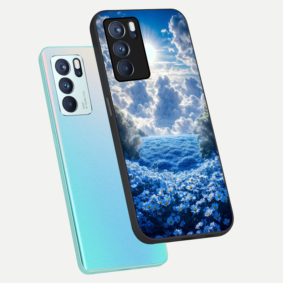  Heavenly Daisy Horizon phone case For Oppo Reno 6 Pro showing premium glass back cover with detailed artwork