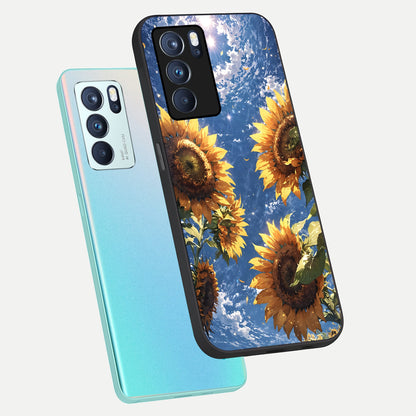  Heavenly Sunflower Rise phone case For Oppo Reno 6 Pro showing premium glass back cover with detailed artwork
