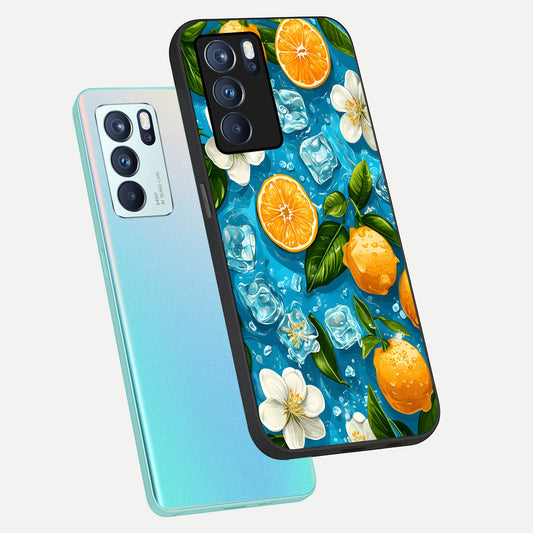  Ice Cube With Orange phone case For Oppo Reno 6 Pro showing premium glass back cover with detailed artwork