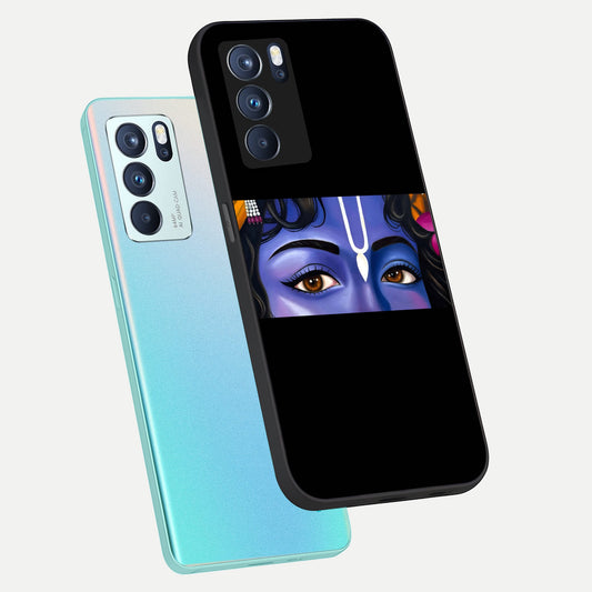  Krishna Eye phone case For Oppo Reno 6 Pro showing premium glass back cover with detailed artwork