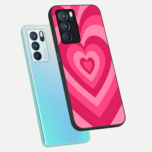 Layered Love Hearts phone case For Oppo Reno 6 Pro showing premium glass back cover with detailed artwork