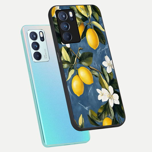 Lemon Dream Garden phone case For Oppo Reno 6 Pro showing premium glass back cover with detailed artwork