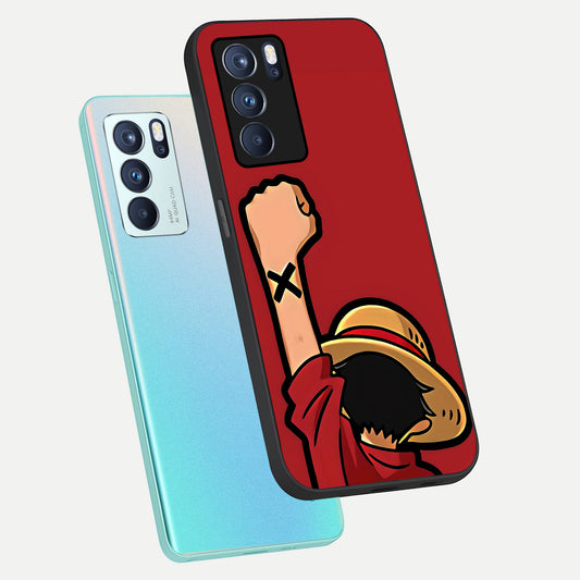  Luffy X Spirit phone case For Oppo Reno 6 Pro showing premium glass back cover with detailed artwork