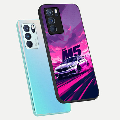  MS Neon Car phone case For Oppo Reno 6 Pro showing premium glass back cover with detailed artwork