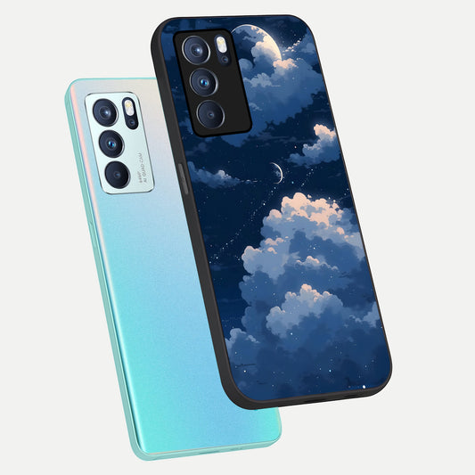  Moon Dream Haze phone case For Oppo Reno 6 Pro showing premium glass back cover with detailed artwork