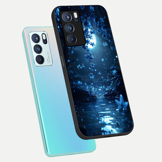  Moonlight Petal Dream phone case For Oppo Reno 6 Pro showing premium glass back cover with detailed artwork