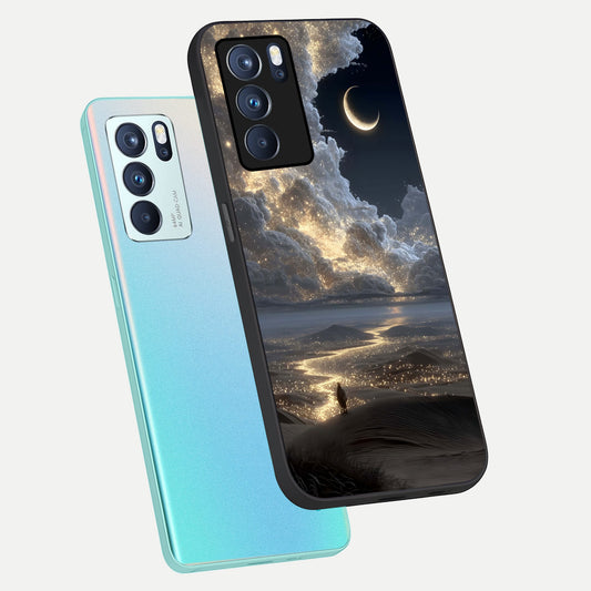  Moonlight Spark Path phone case For Oppo Reno 6 Pro showing premium glass back cover with detailed artwork