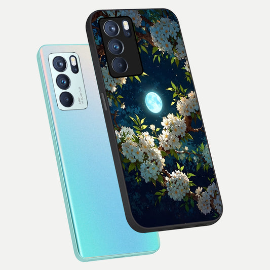  Moonlit Blossom Dream phone case For Oppo Reno 6 Pro showing premium glass back cover with detailed artwork