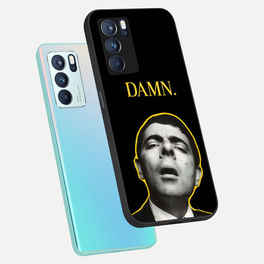  Mr Bean Damn phone case For Oppo Reno 6 Pro showing premium glass back cover with detailed artwork