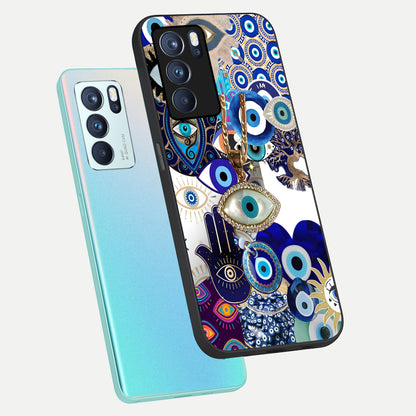  Mystic Charm Eye phone case For Oppo Reno 6 Pro showing premium glass back cover with detailed artwork