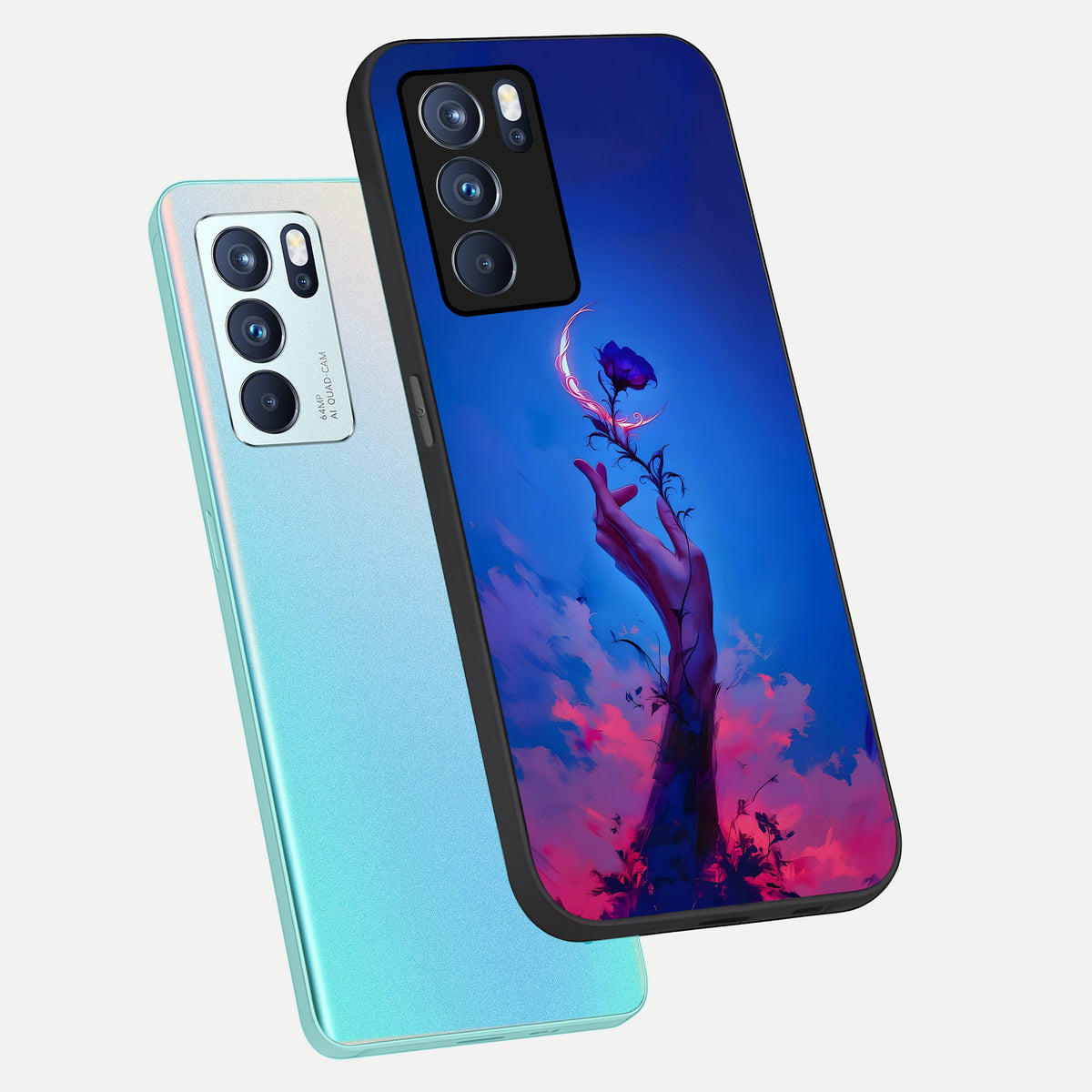  Mystic Hand phone case For Oppo Reno 6 Pro showing premium glass back cover with detailed artwork