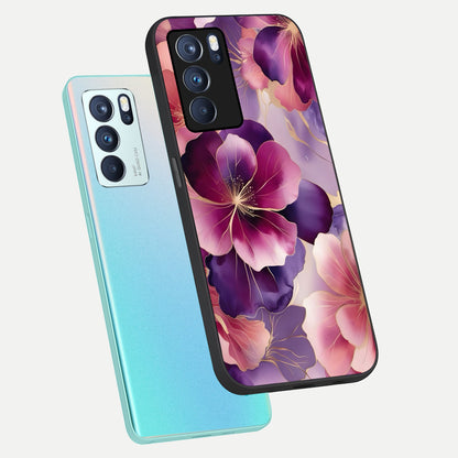  Pink Bouquet Florals phone case For Oppo Reno 6 Pro showing premium glass back cover with detailed artwork
