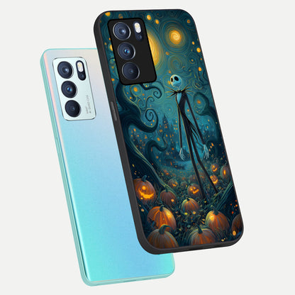  Pumpkin Moonlight Tale phone case For Oppo Reno 6 Pro showing premium glass back cover with detailed artwork